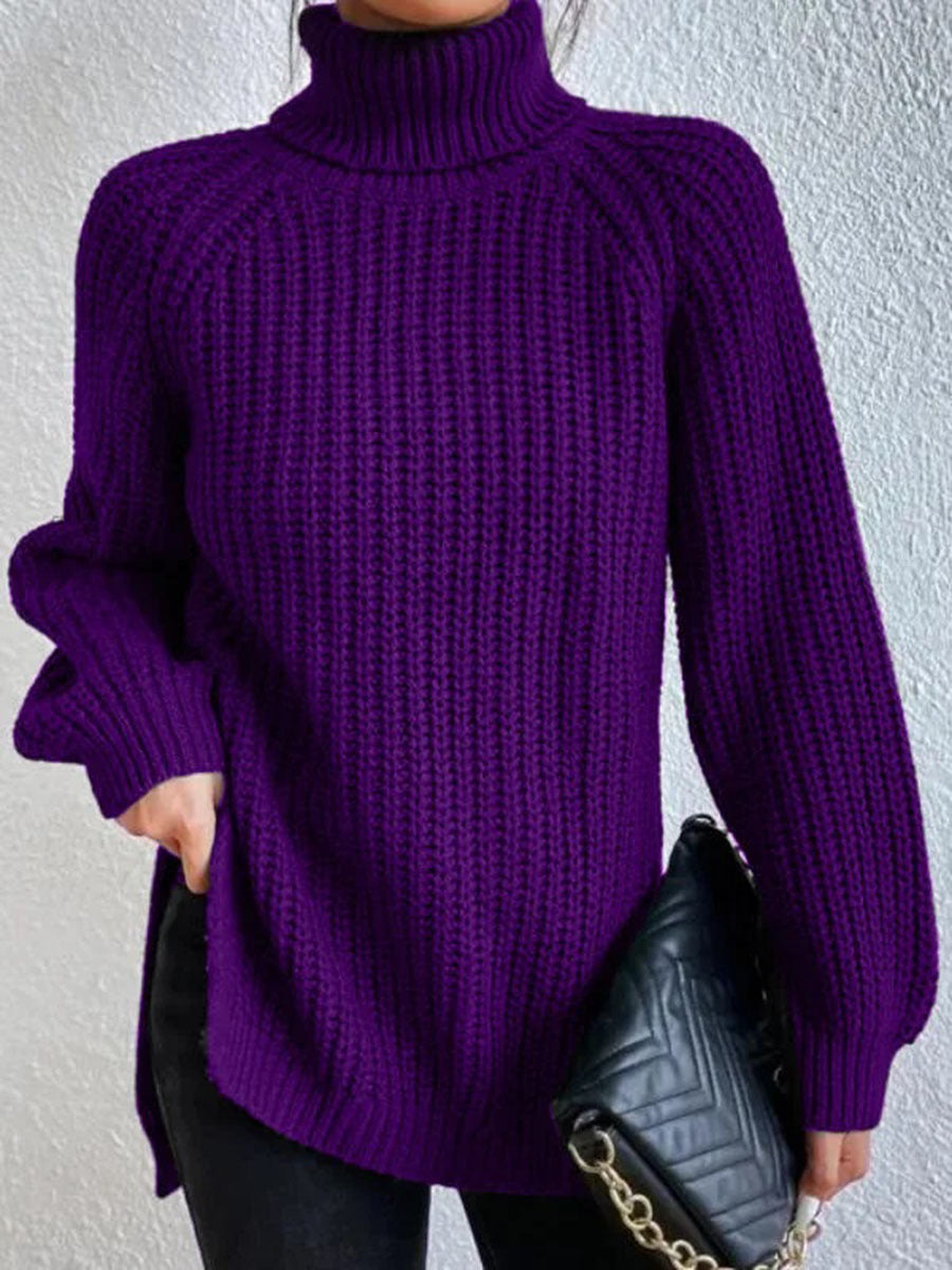 Women's Chunky Knit Turtleneck Jumper Relaxed Fit