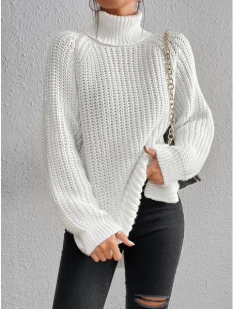 Women's Chunky Knit Turtleneck Jumper Relaxed Fit
