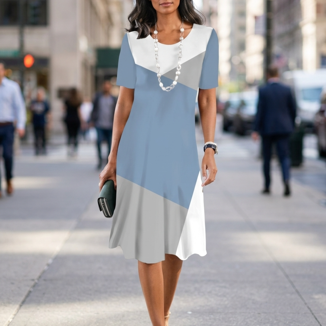 Women’s T-Shirt Dress with Abstract Graphic Print and Short Sleeve Shift Fit