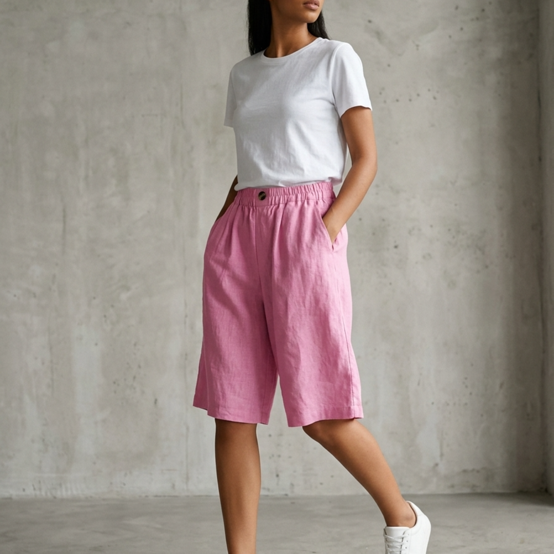 Women’s Bermuda Shorts with Elastic Waist and Deep Side Pockets