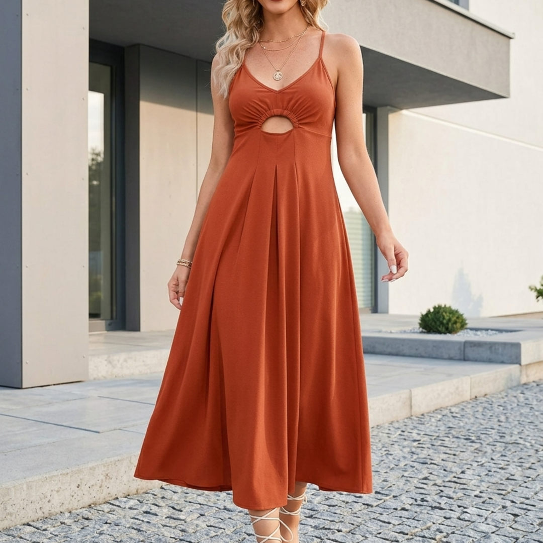 Women’s Maxi Dress with Front Cutout and High Thigh Split