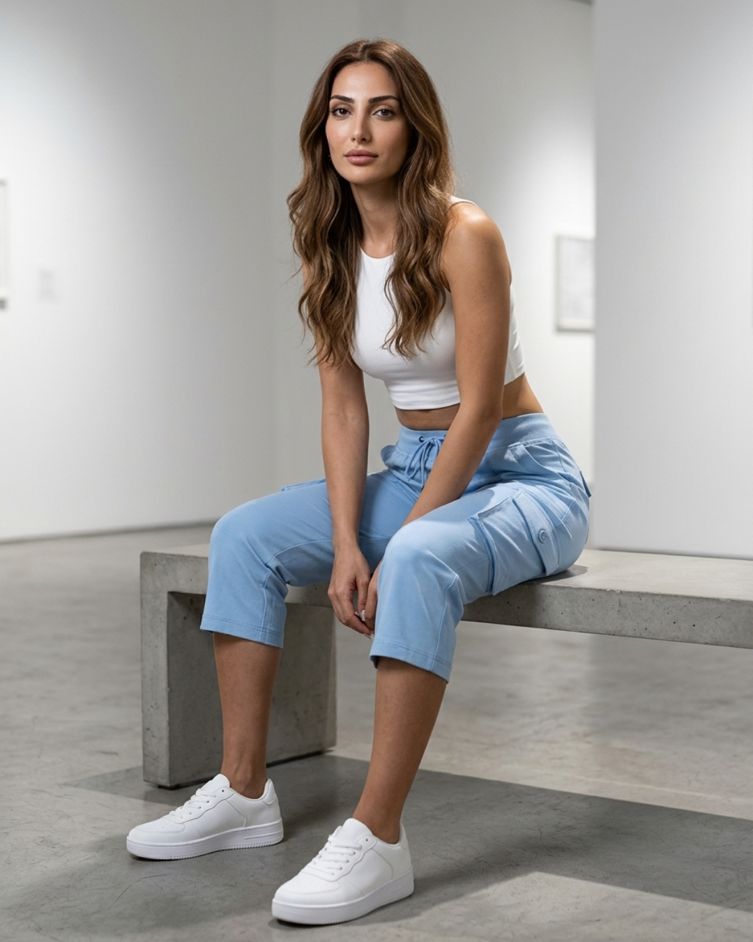 Women¡¯s Cargo Capri Pants with Drawstring Waist and Six Functional Pockets