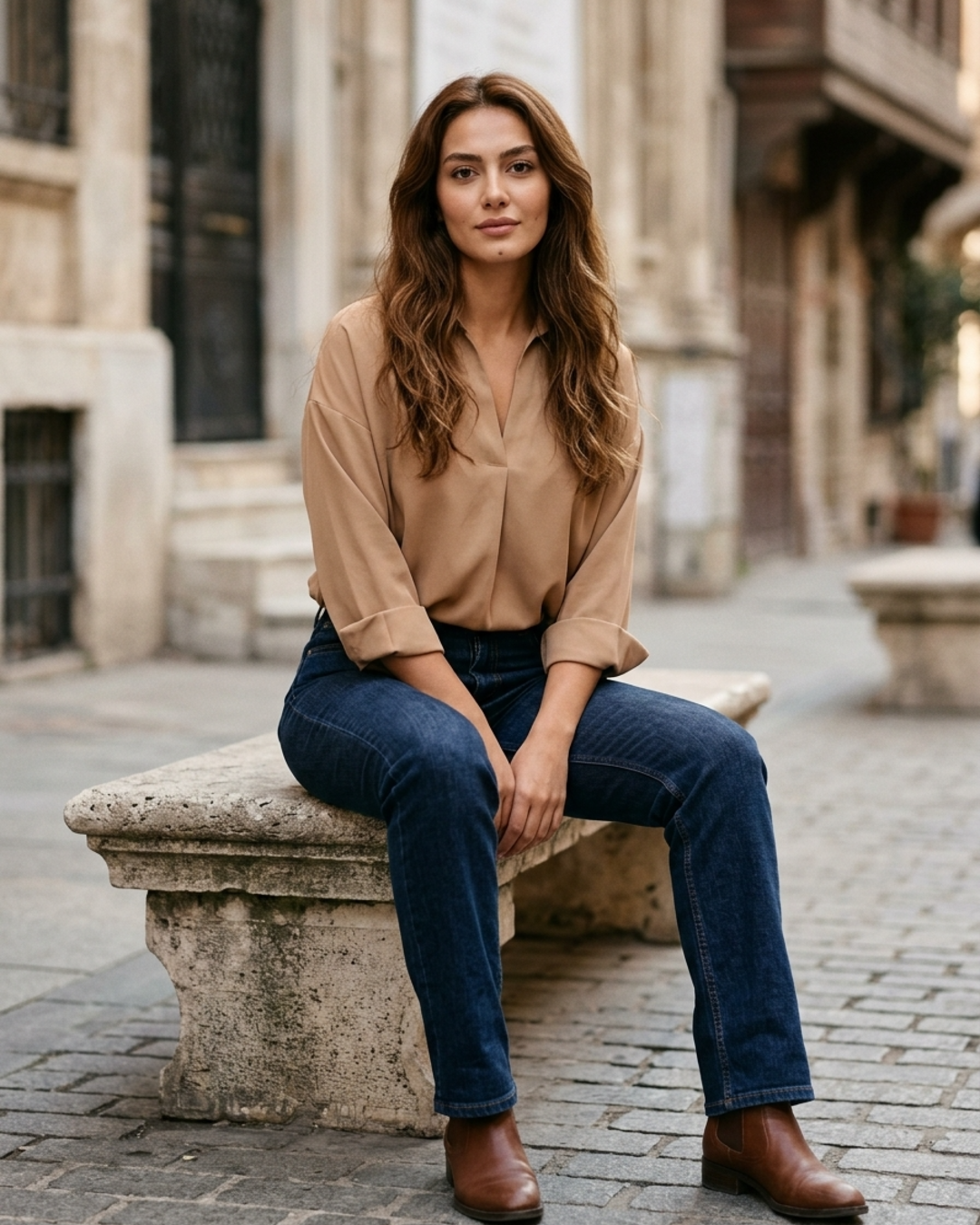 Women’s Shirt Bodysuit Long Sleeve V-Neck Collared Blouse