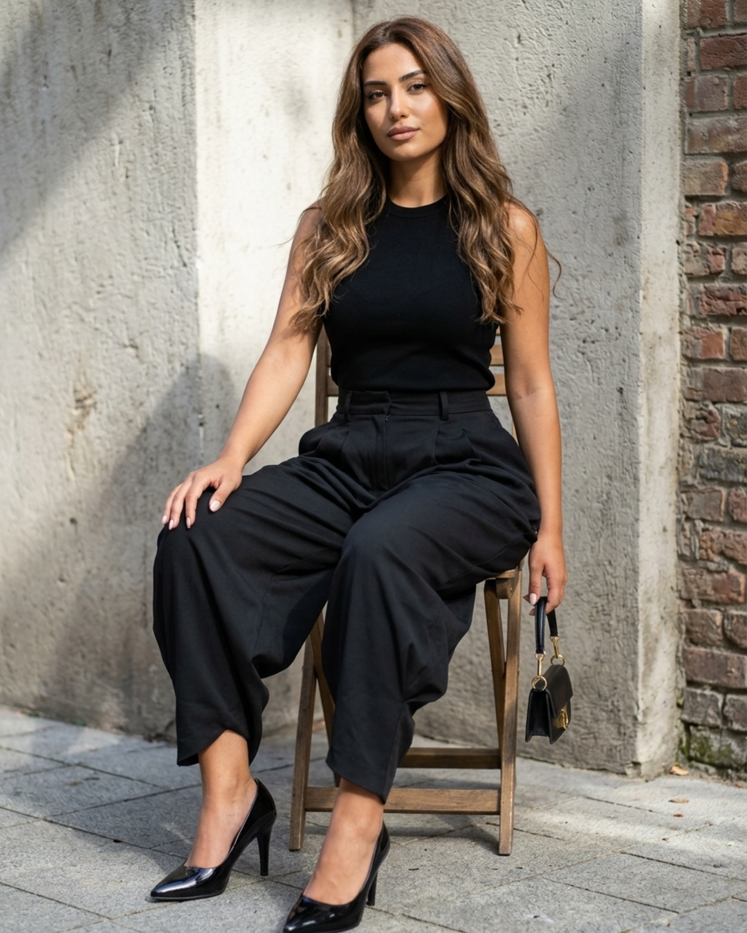 Women’s Trousers High Waist Pleated Draped Wide Leg Dress Pants