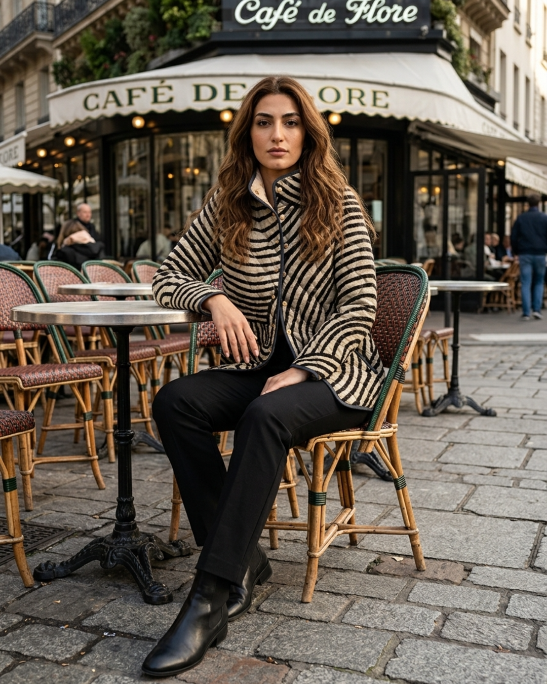 Women’s Blazer jackets Alternative with Retro Geometric Swirl and Quilted Frame