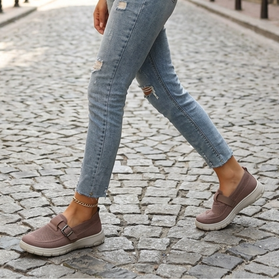 Women’s Mary Jane Shoes with Breathable Mesh and Adjustable Buckle