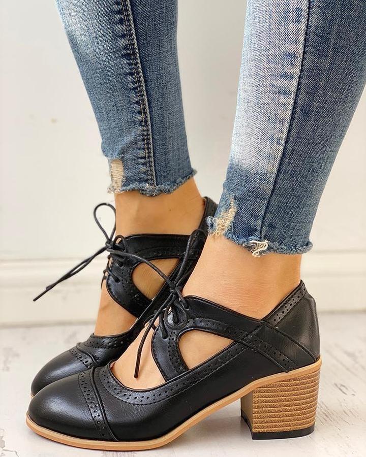 Wedding Shoes For Women | Mary Jane Block Heel Lace-Up