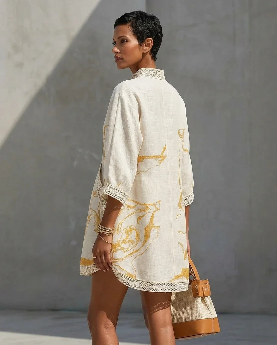 Women's A Line Dress | Mini V-Neck Lace Trim