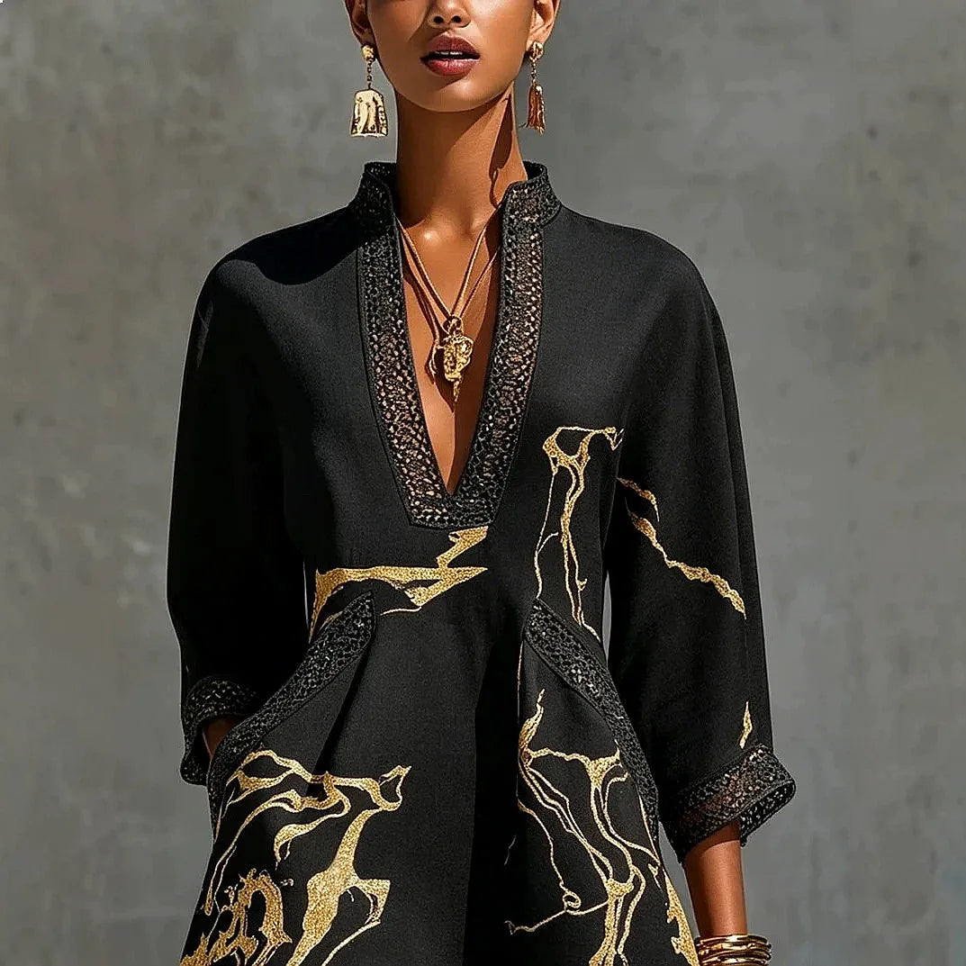 Women's A Line Dress | Mini V-Neck Lace Trim