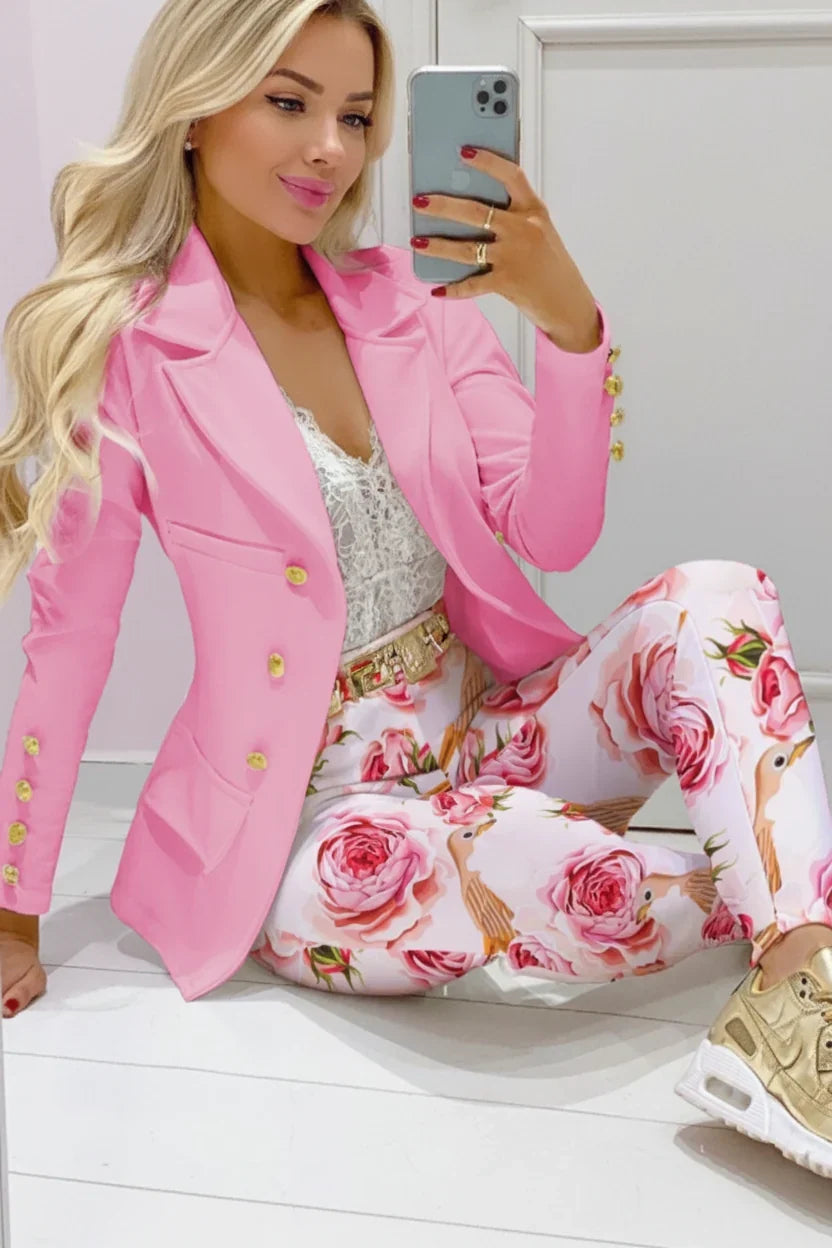 Women's Blazer Set | Double Breasted Button Front