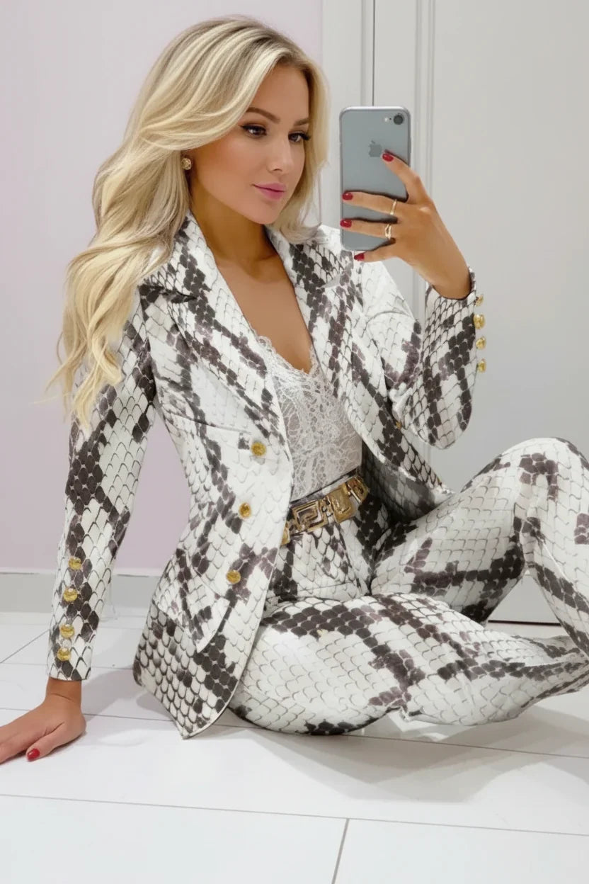 Women's Blazer Set | Double Breasted Button Front