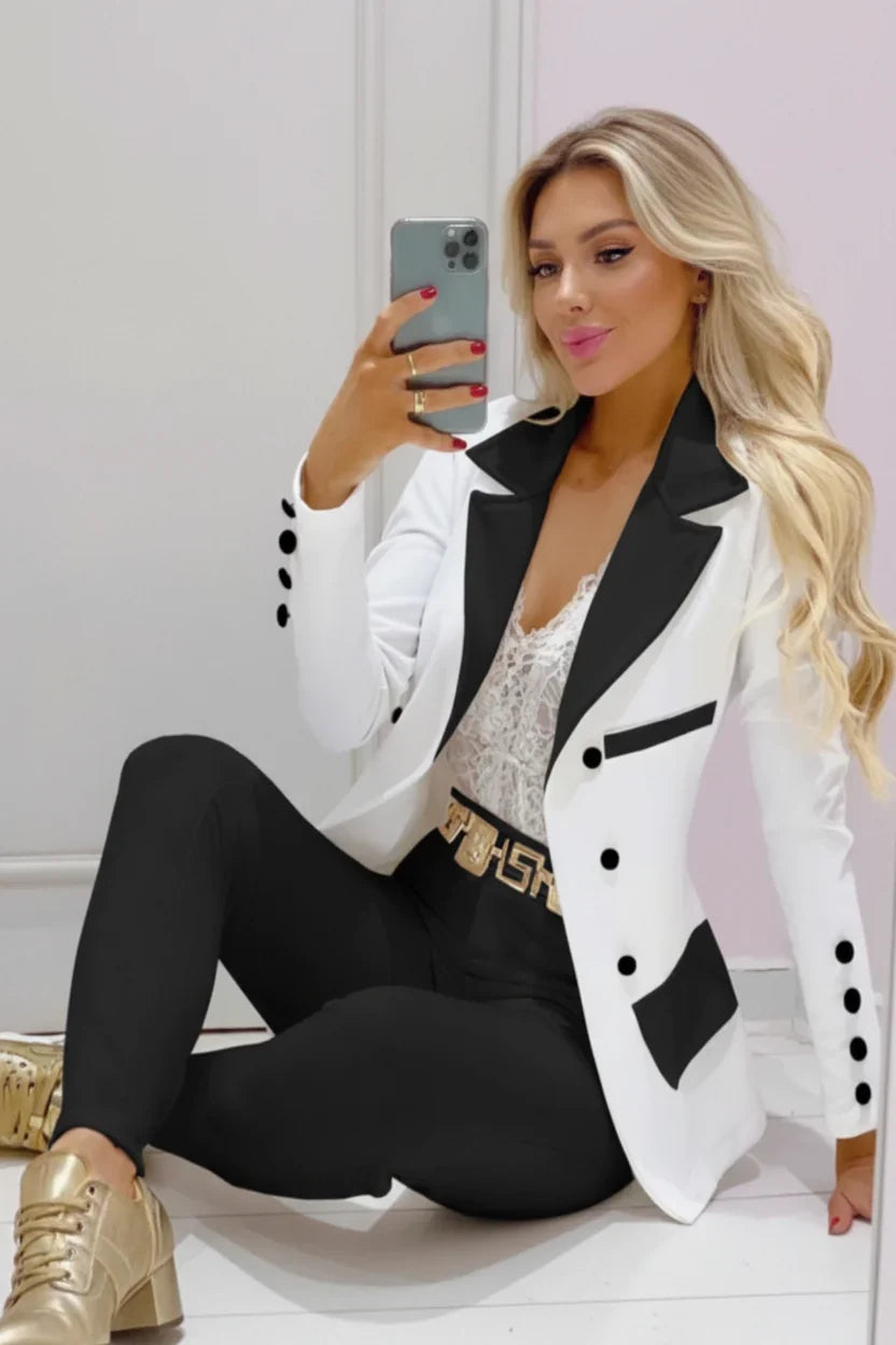 Women's Blazer Set | Double Breasted Button Front