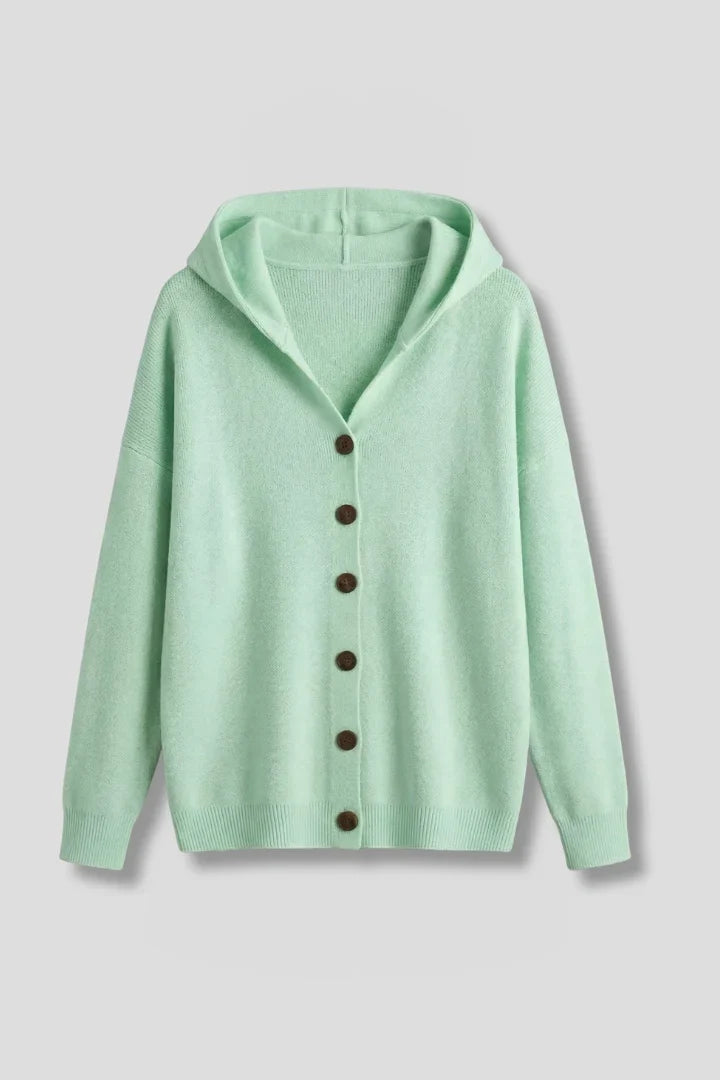 Women's Cardigan | Hooded Button Front Ribbed Knit Long Sleeve