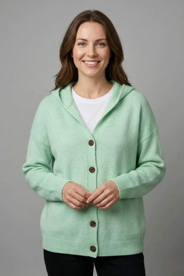 Women's Cardigan | Hooded Button Front Ribbed Knit Long Sleeve