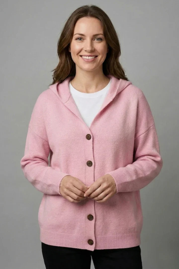 Women's Cardigan | Hooded Button Front Ribbed Knit Long Sleeve