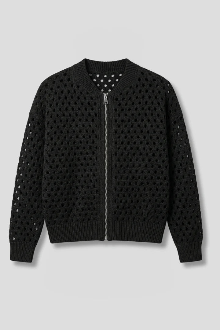 Women's Cardigan | Zip Cut-Out Knit Bomber