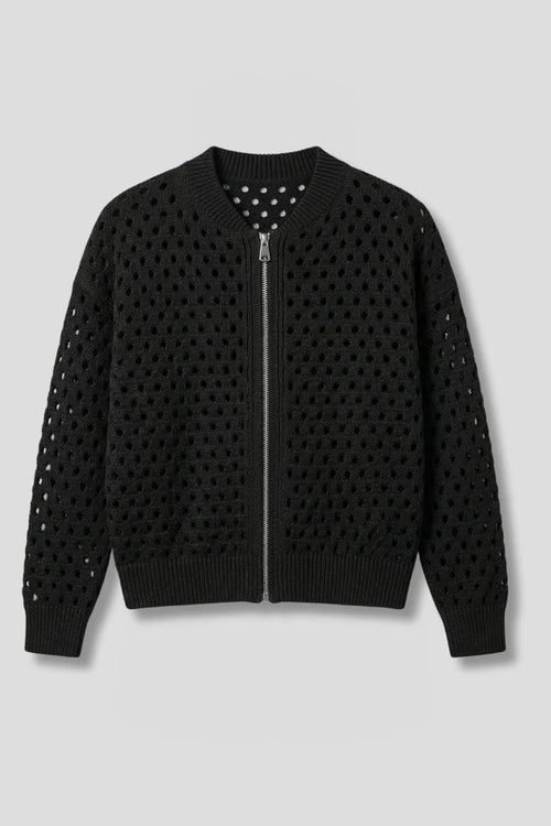 Women's Cardigan | Zip Cut-Out Knit Bomber
