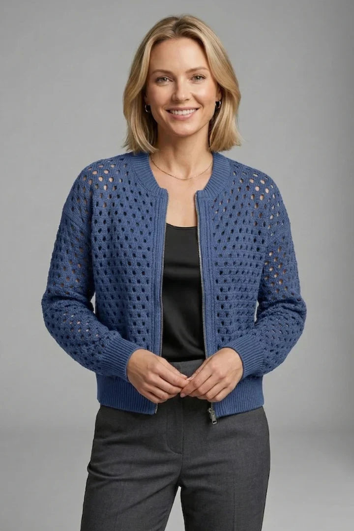 Women's Cardigan | Zip Cut-Out Knit Bomber