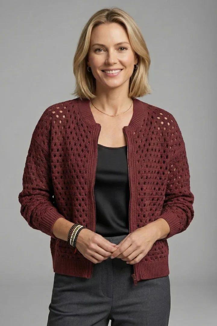 Women's Cardigan | Zip Cut-Out Knit Bomber