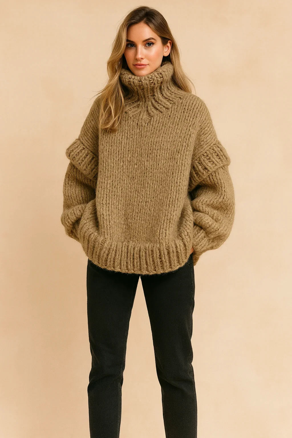 Women's Chunky Knit Sweater | Oversize Turtleneck Warm