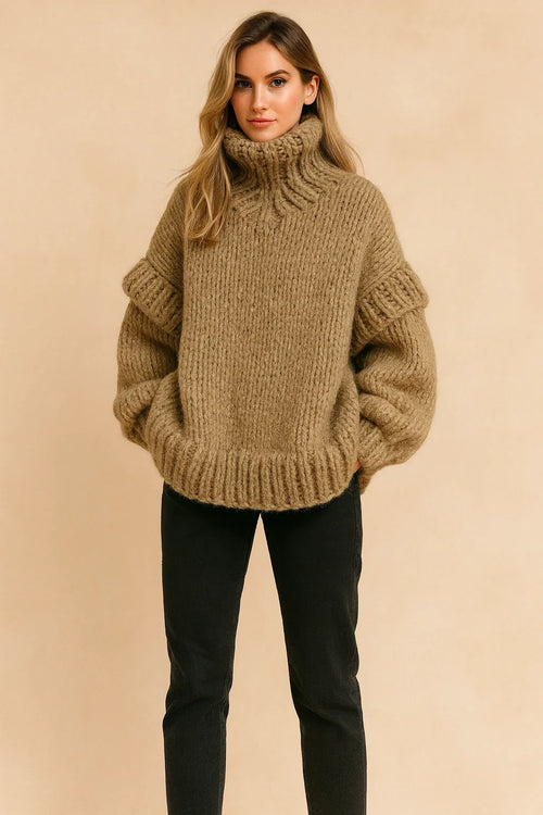 Women's Chunky Knit Sweater | Oversize Turtleneck Warm