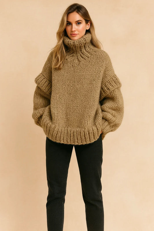 Women's Chunky Knit Sweater | Oversize Turtleneck Warm