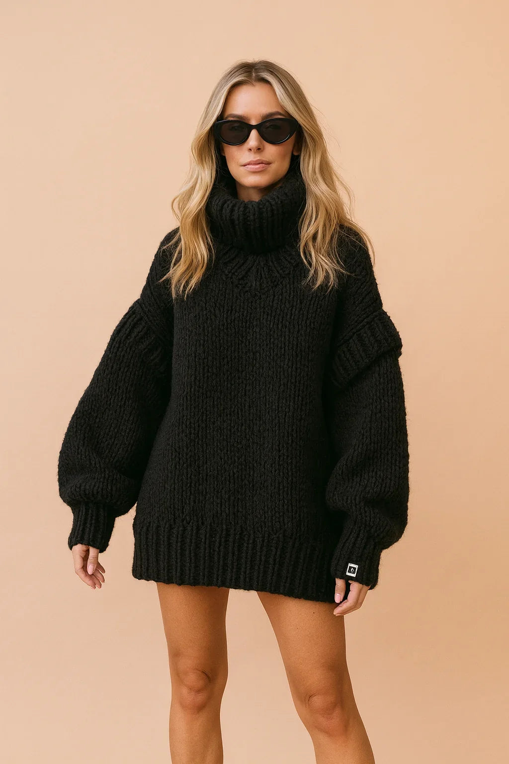 Women's Chunky Knit Sweater | Oversize Turtleneck Warm