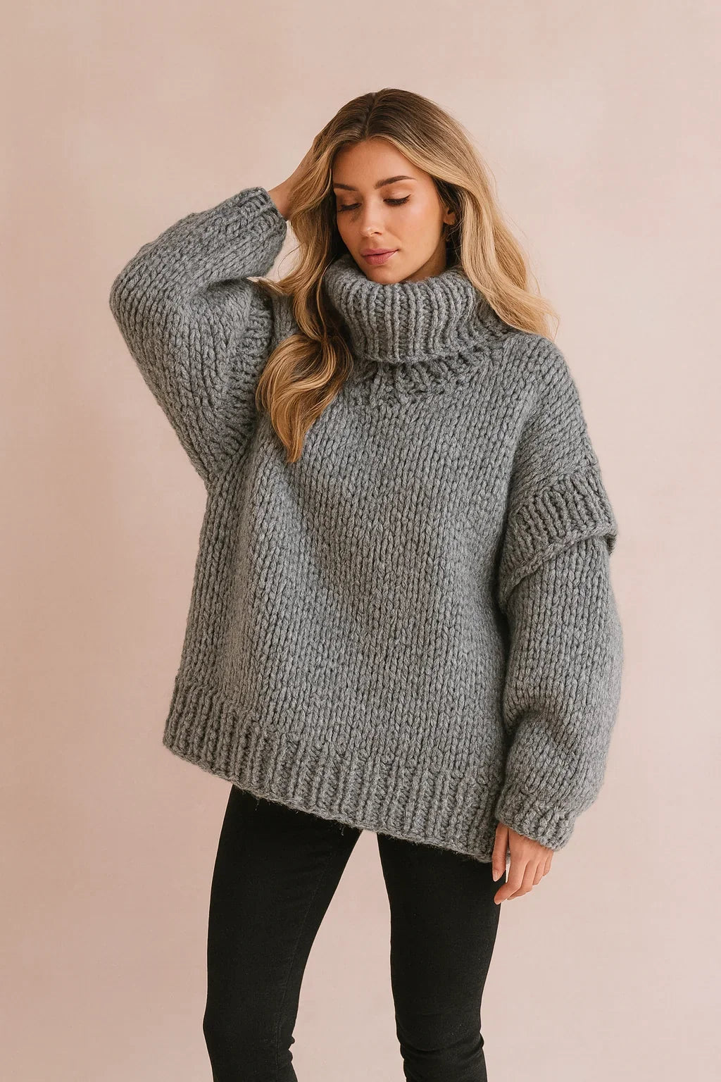 Women's Chunky Knit Sweater | Oversize Turtleneck Warm