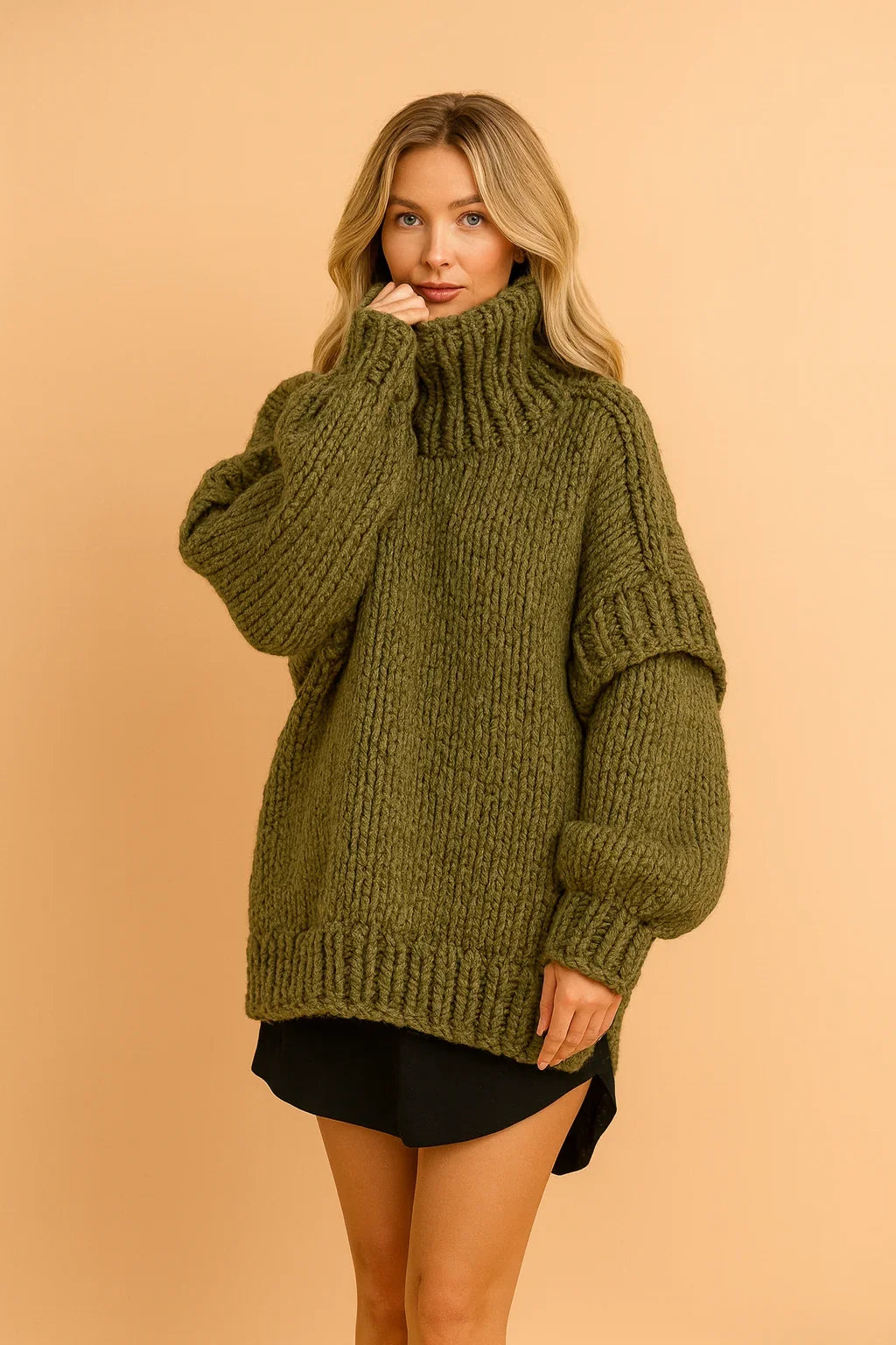 Women's Chunky Knit Sweater | Oversize Turtleneck Warm