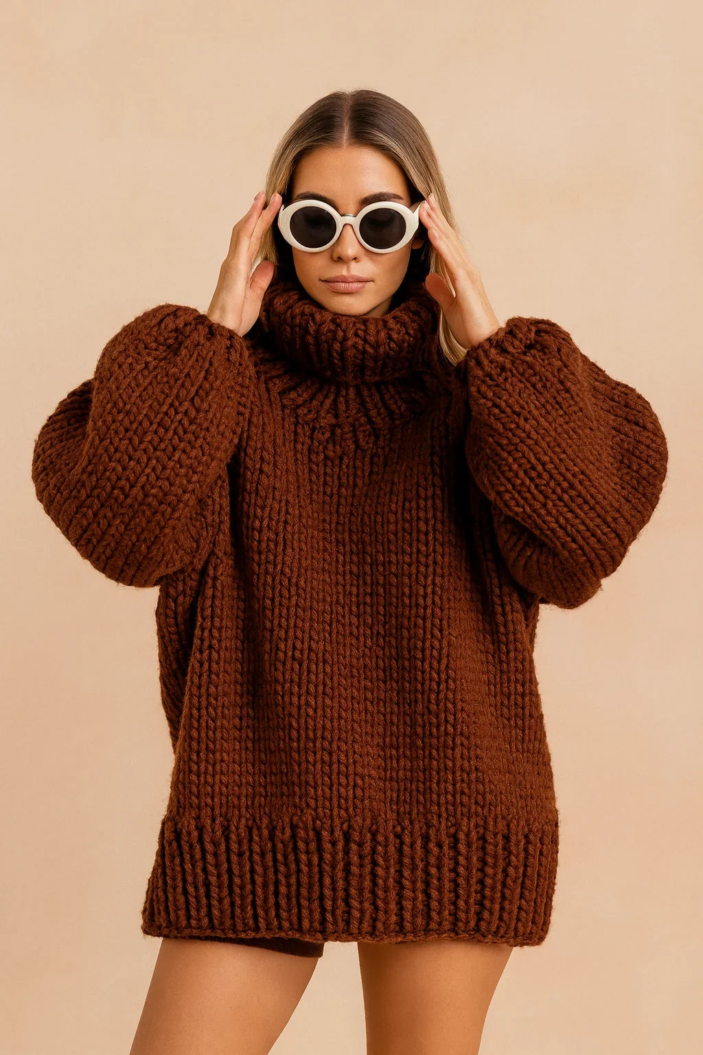 Women's Chunky Knit Sweater | Oversize Turtleneck Warm