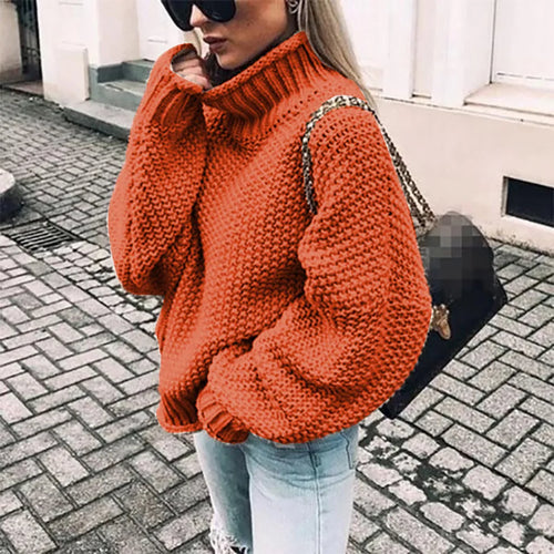 Women's Chunky Knit Sweater | Turtleneck Fit