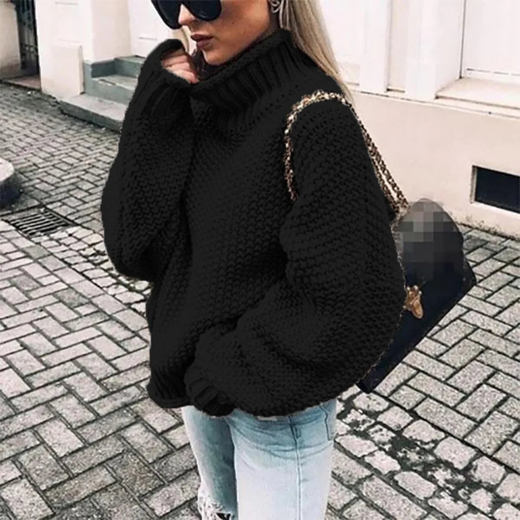 Women's Chunky Knit Sweater | Turtleneck Fit