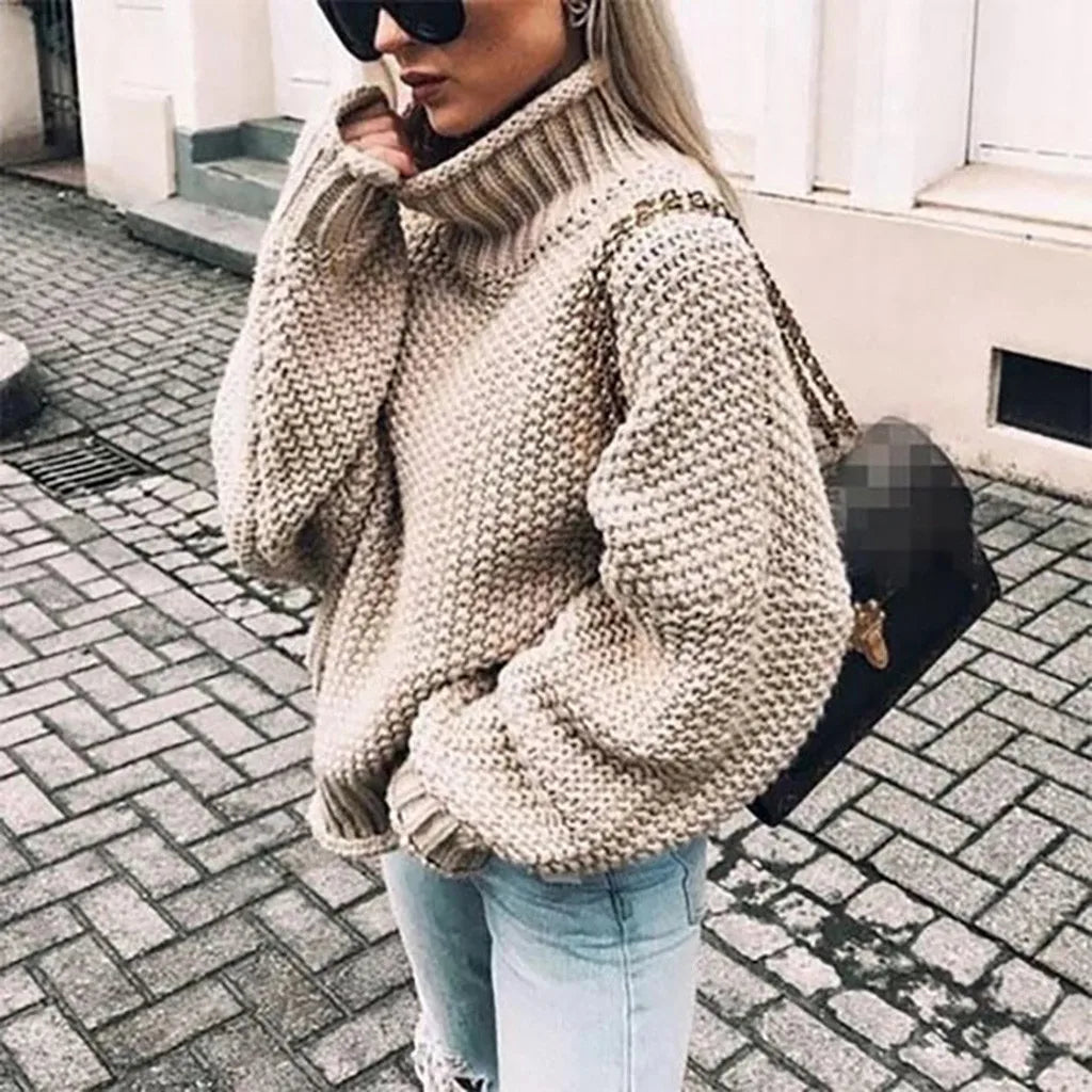 Women's Chunky Knit Sweater | Turtleneck Fit