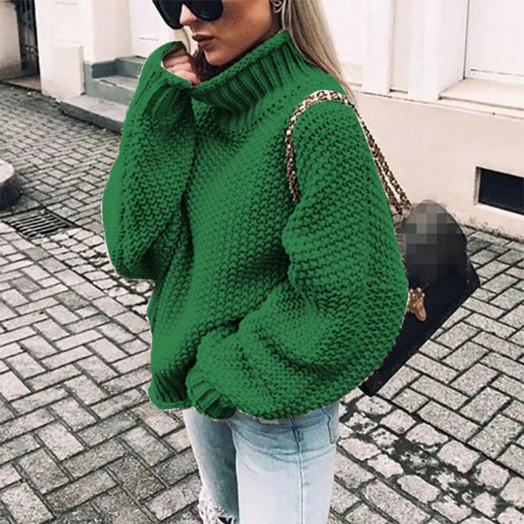 Women's Chunky Knit Sweater | Turtleneck Fit