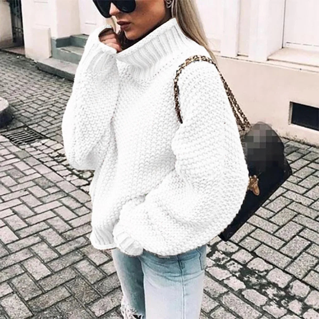 Women's Chunky Knit Sweater | Turtleneck Fit