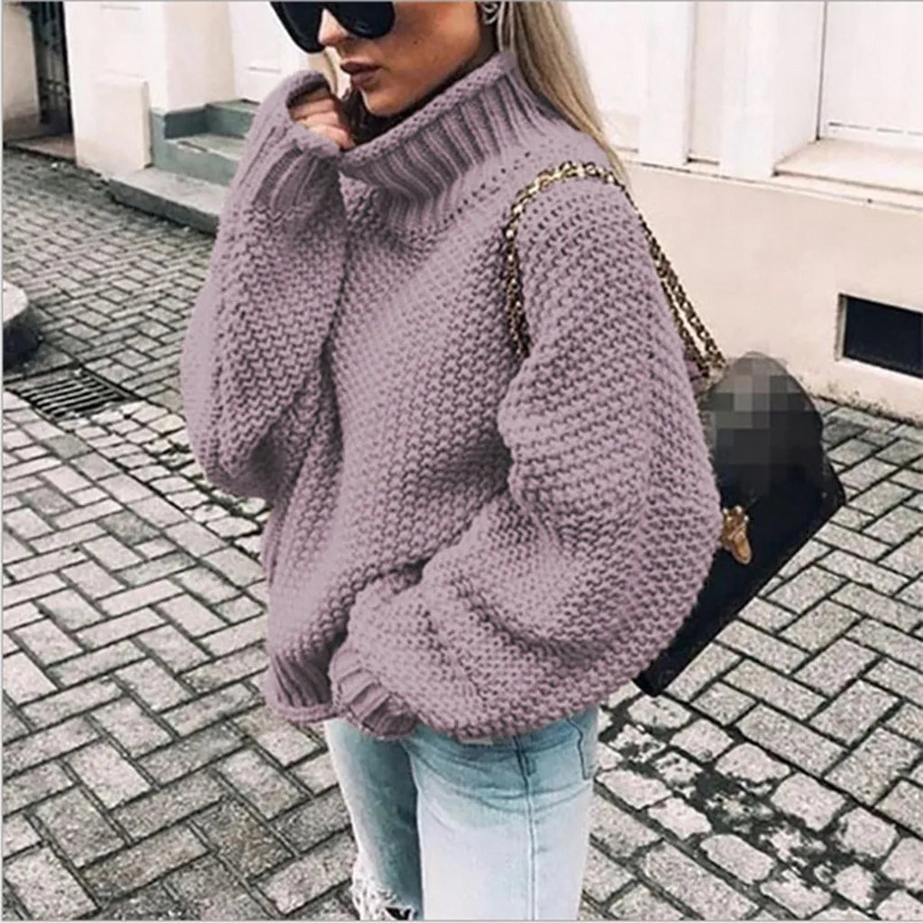 Women's Chunky Knit Sweater | Turtleneck Fit