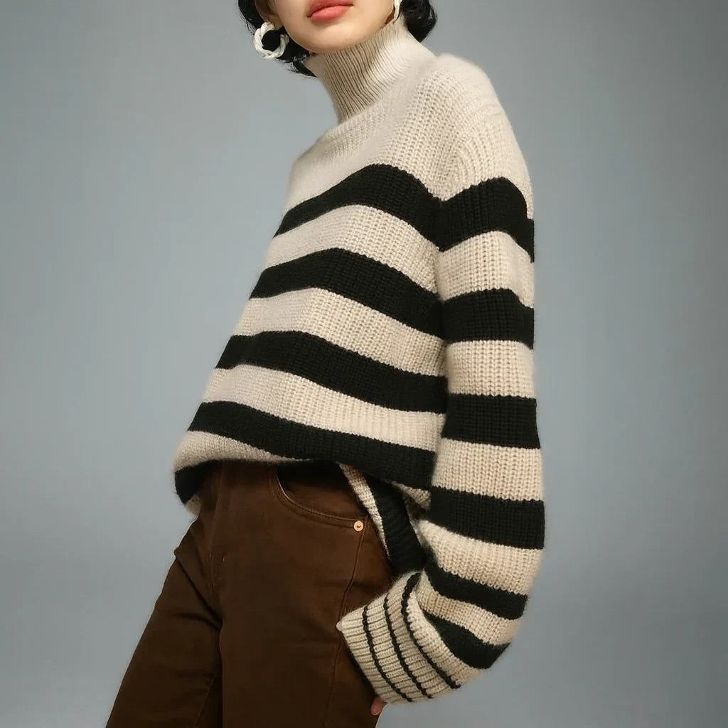 Women's Chunky Knit Sweater | Turtleneck Long Sleeve