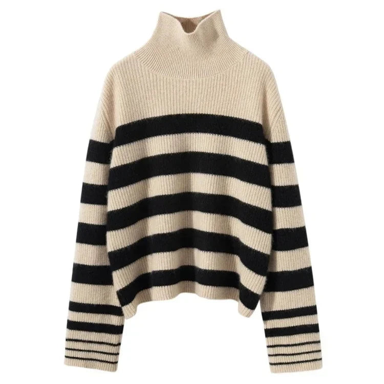 Women's Chunky Knit Sweater | Turtleneck Long Sleeve