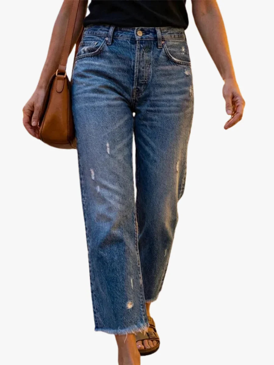 Women's Jeans | Cropped Distressed Straight Leg