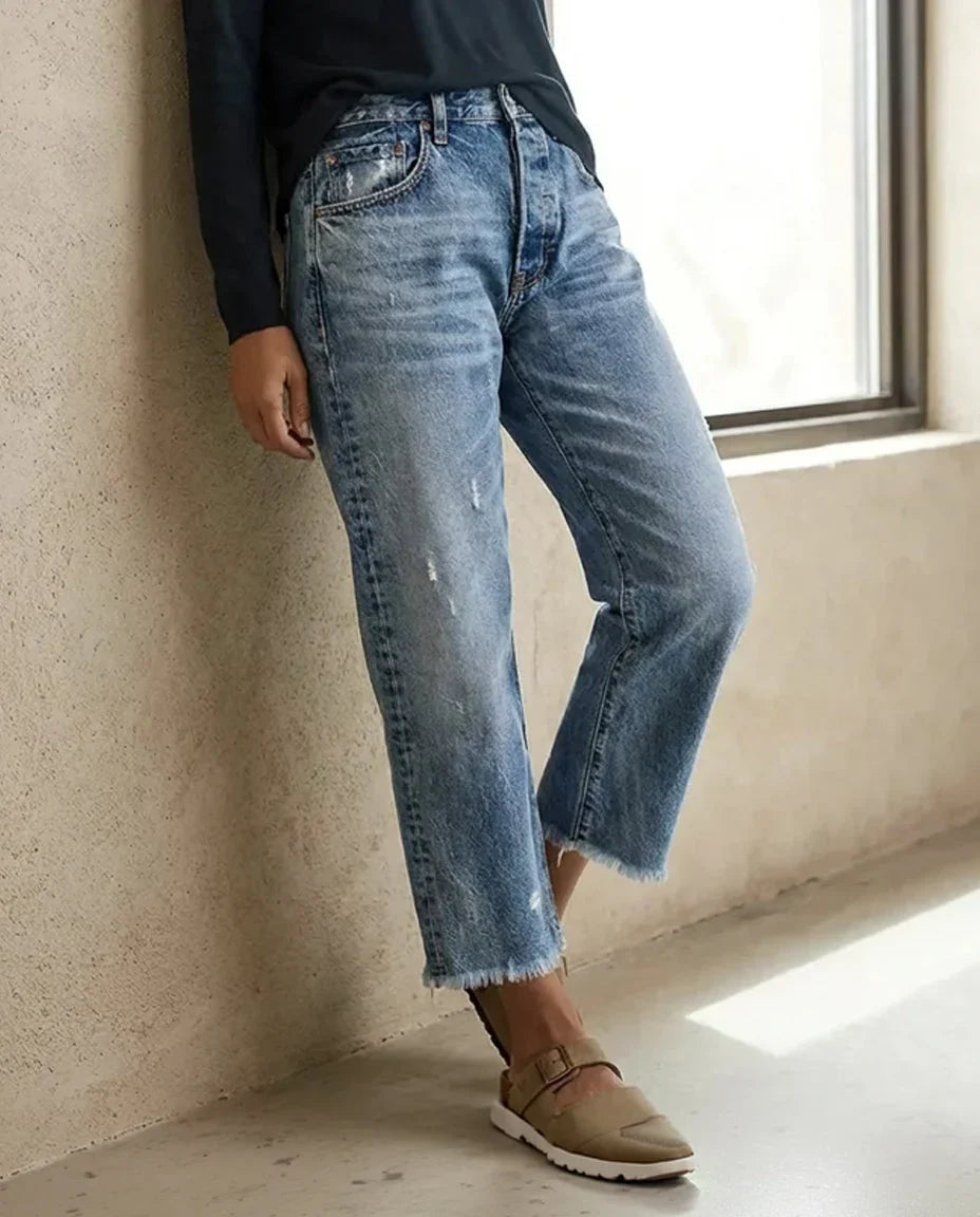 Women's Jeans | Cropped Distressed Straight Leg