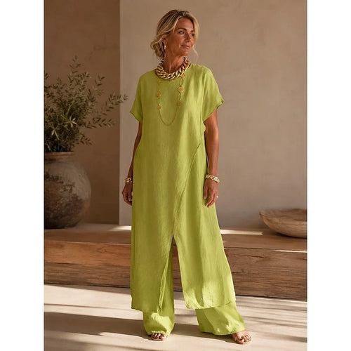Women's Matching Set | Wrap Tunic Wide Leg Pants