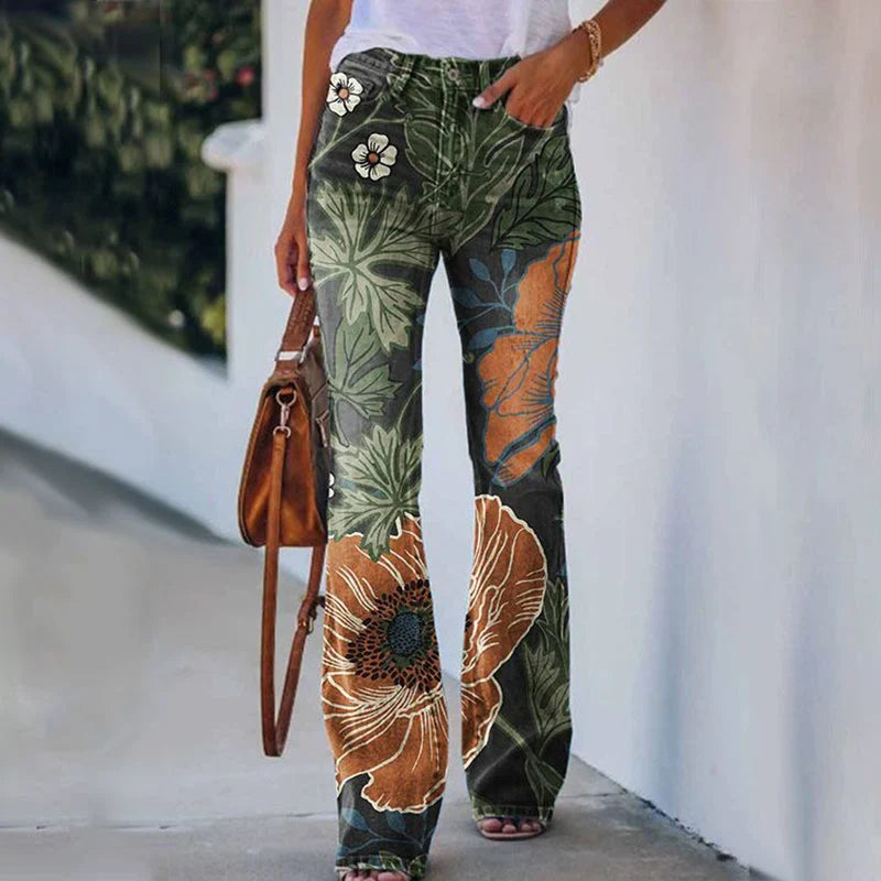 Women's Maternity Jeans | Flare Floral High Waist