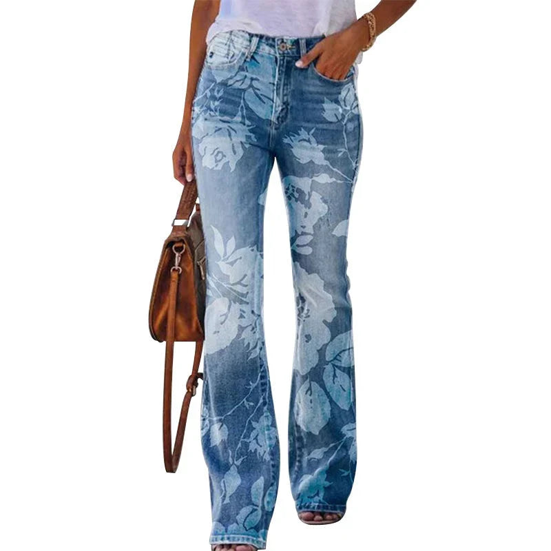 Women's Maternity Jeans | Flare Floral High Waist