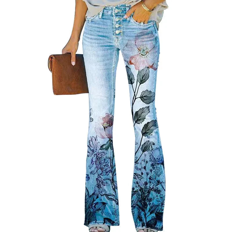 Women's Maternity Jeans | Flare Floral High Waist