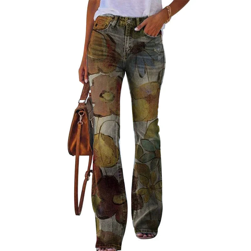 Women's Maternity Jeans | Flare Floral High Waist