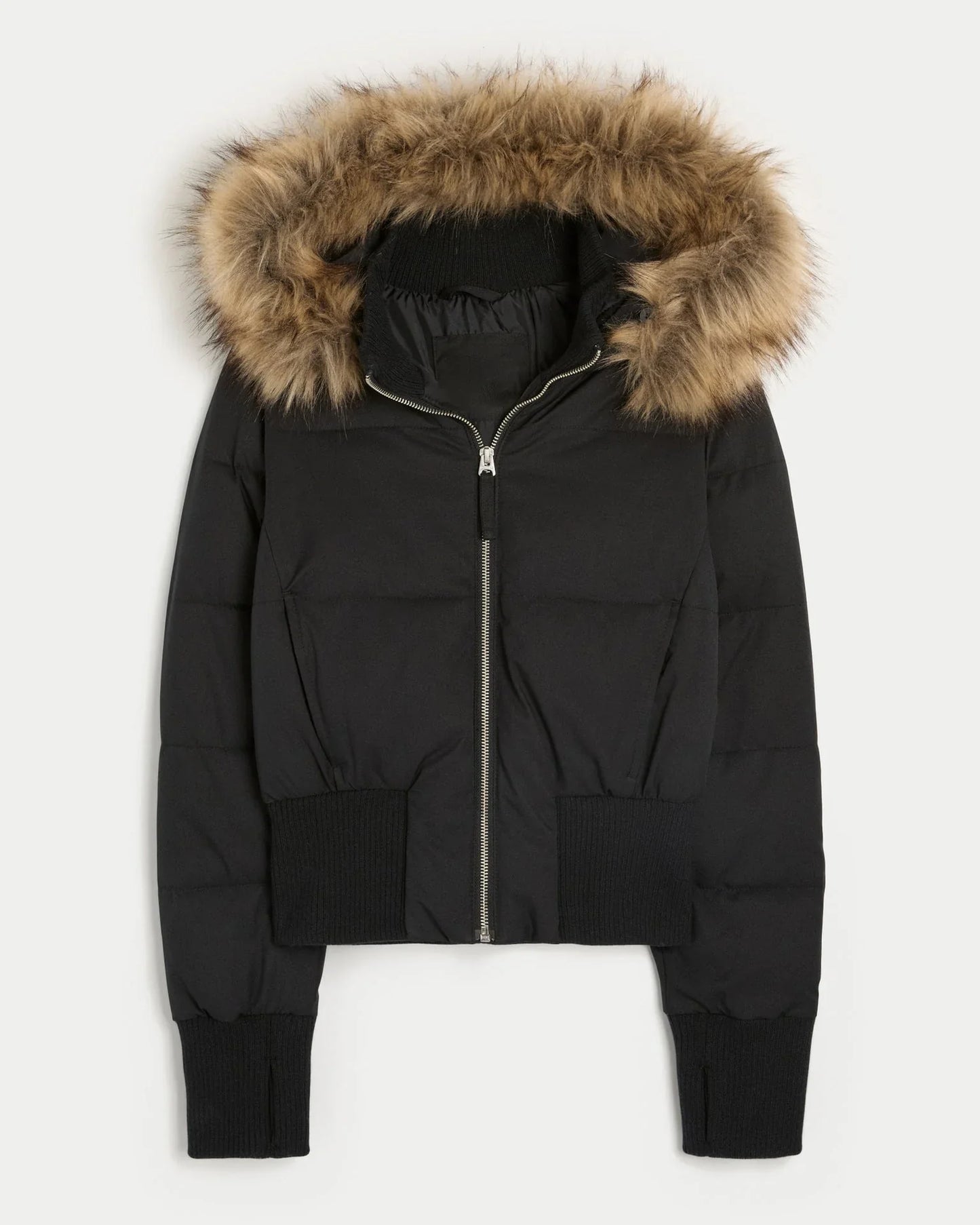 Women's Puffer Coat | Quilted Hooded Faux Fur Trim
