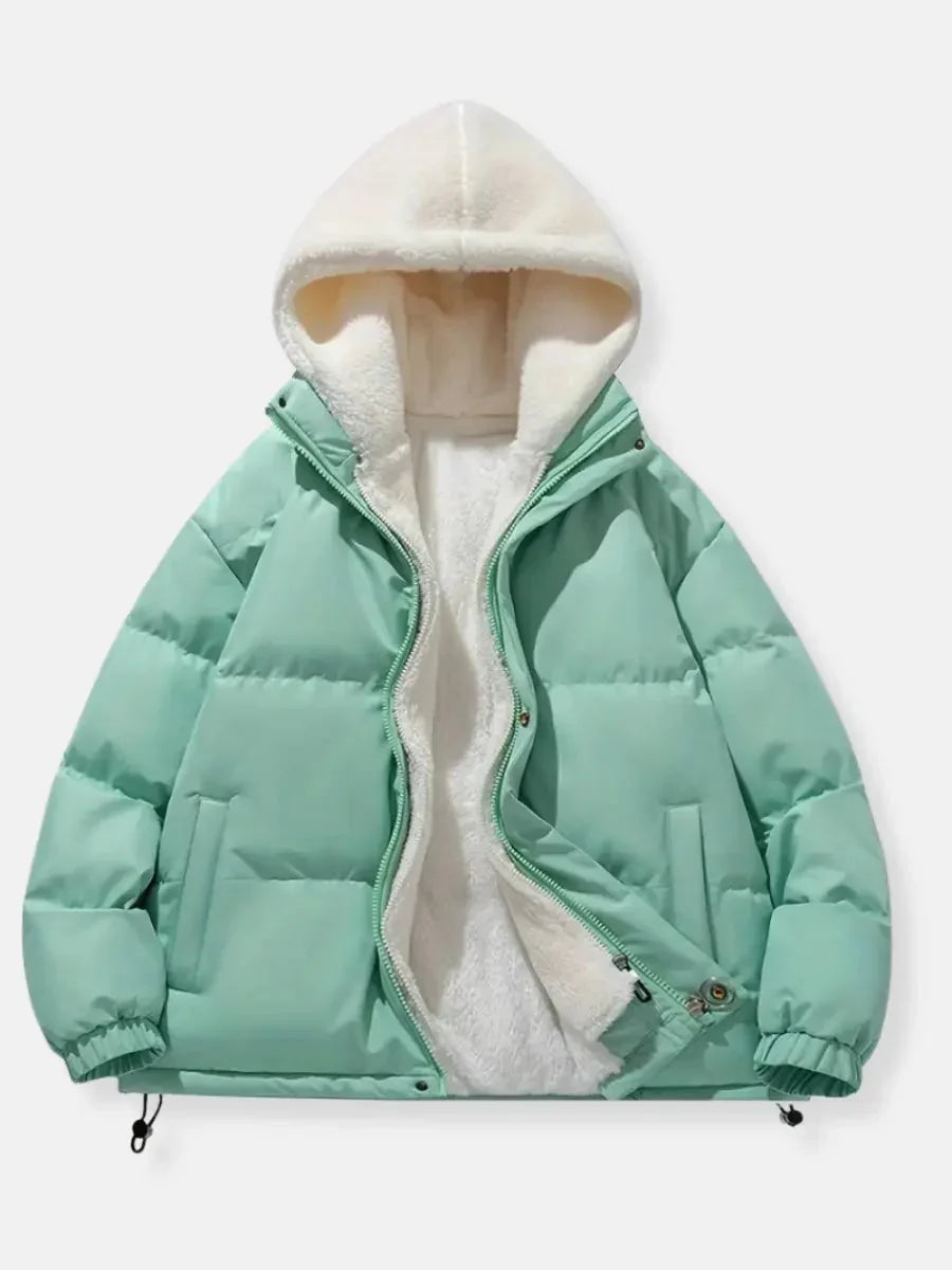 Women's Quilted Coat | Sherpa Lined Hood Puffer Jacket