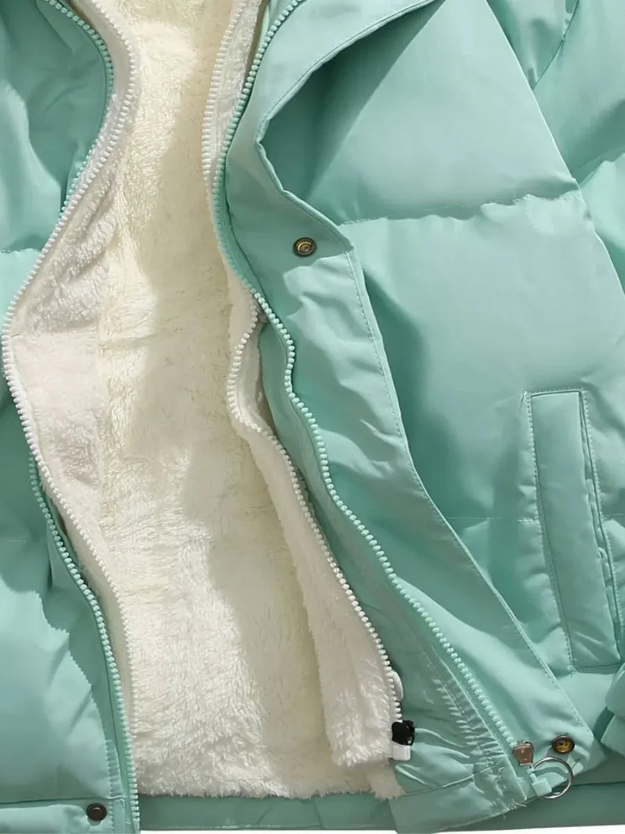 Women's Quilted Coat | Sherpa Lined Hood Puffer Jacket
