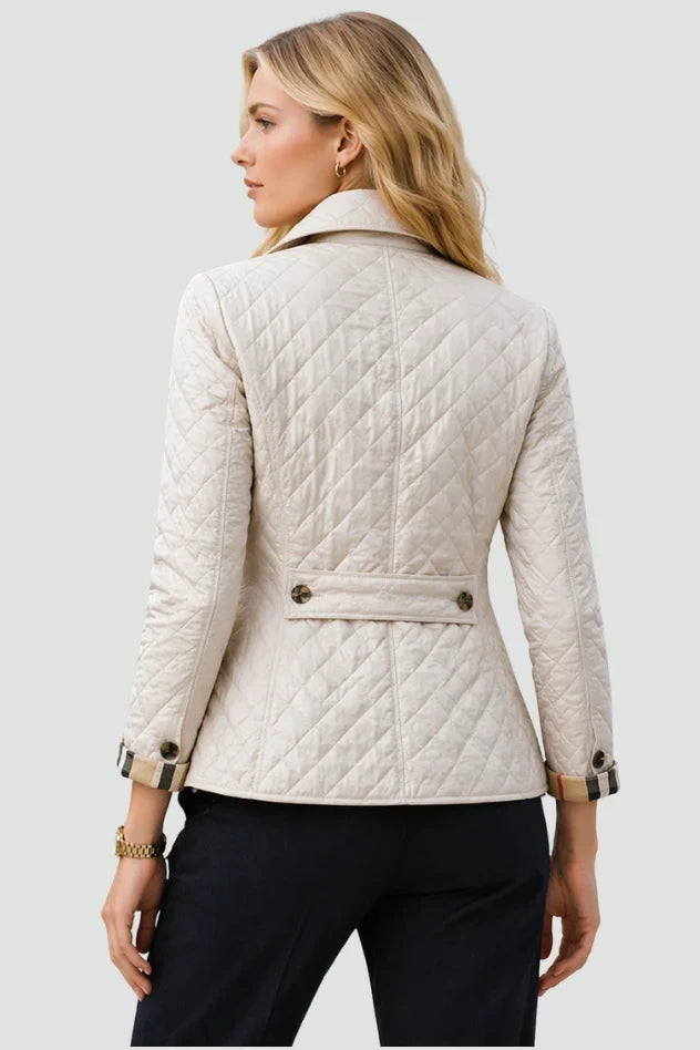 Women's Quilted Jacket | Diamond Quilted Button Front Long Sleeve