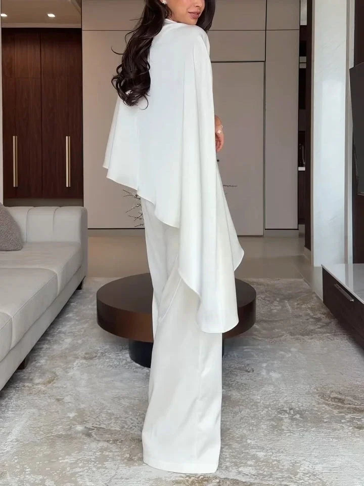 Women's Satin Set | Wide Leg Cape Top